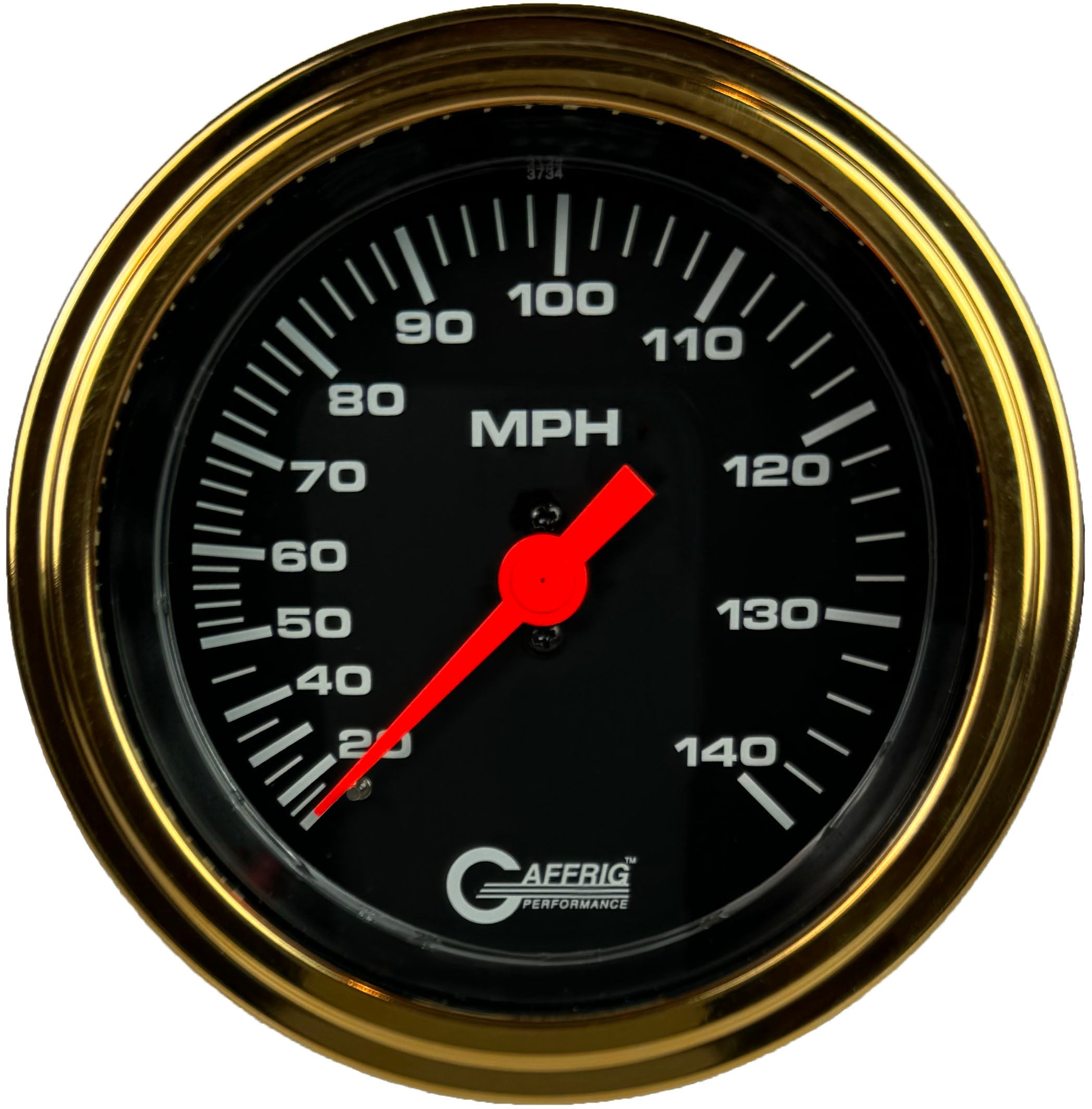 GAFFRIG PART #4030 3 3/8 INCH MECHANICAL DRY SPEEDOMETER GAUGE 140 MPH KIT BLACK GOLD / STEP RIM