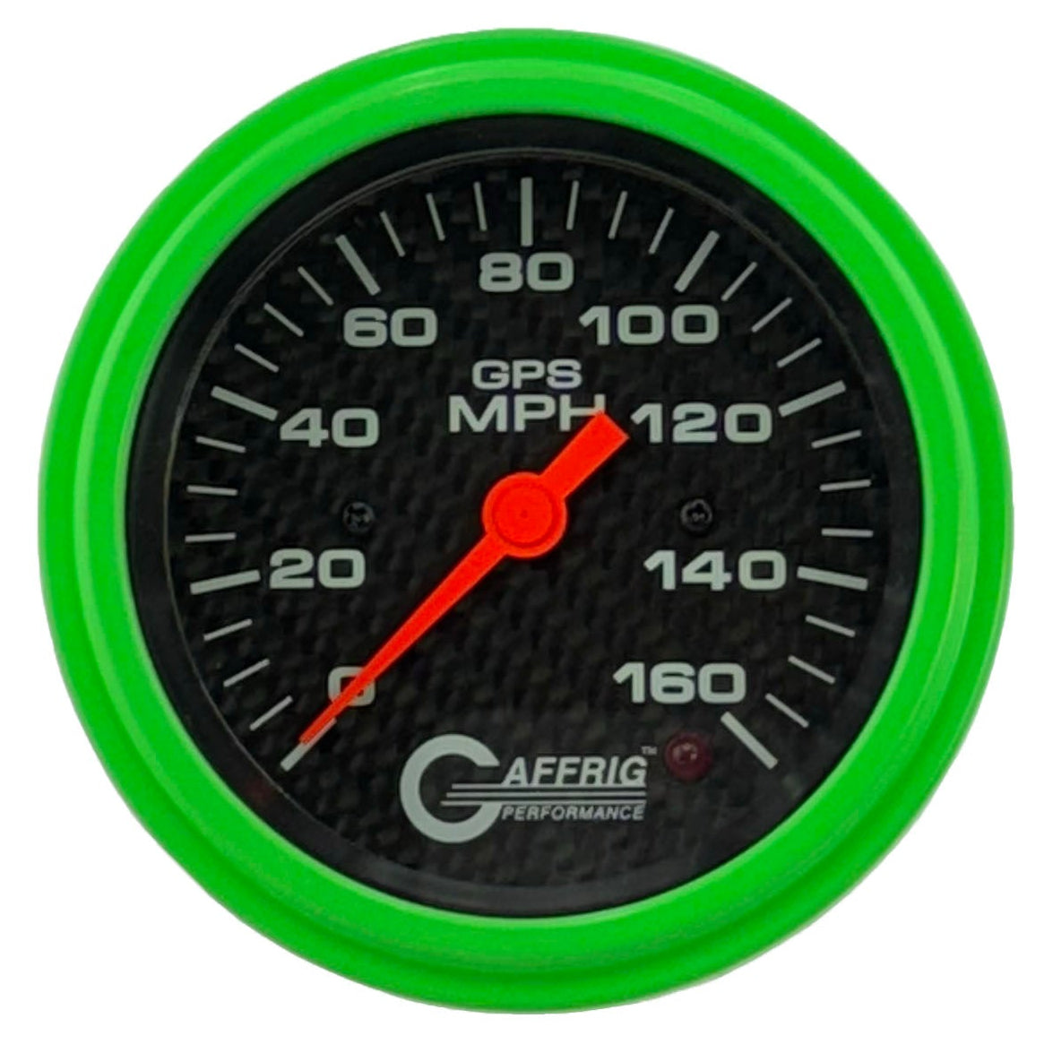 GAFFRIG PART #4057 3 3/8 INCH GPS ANALOG 160 MPH SPEEDOMETER GAUGE HEAD ONLY CARBON FIBER