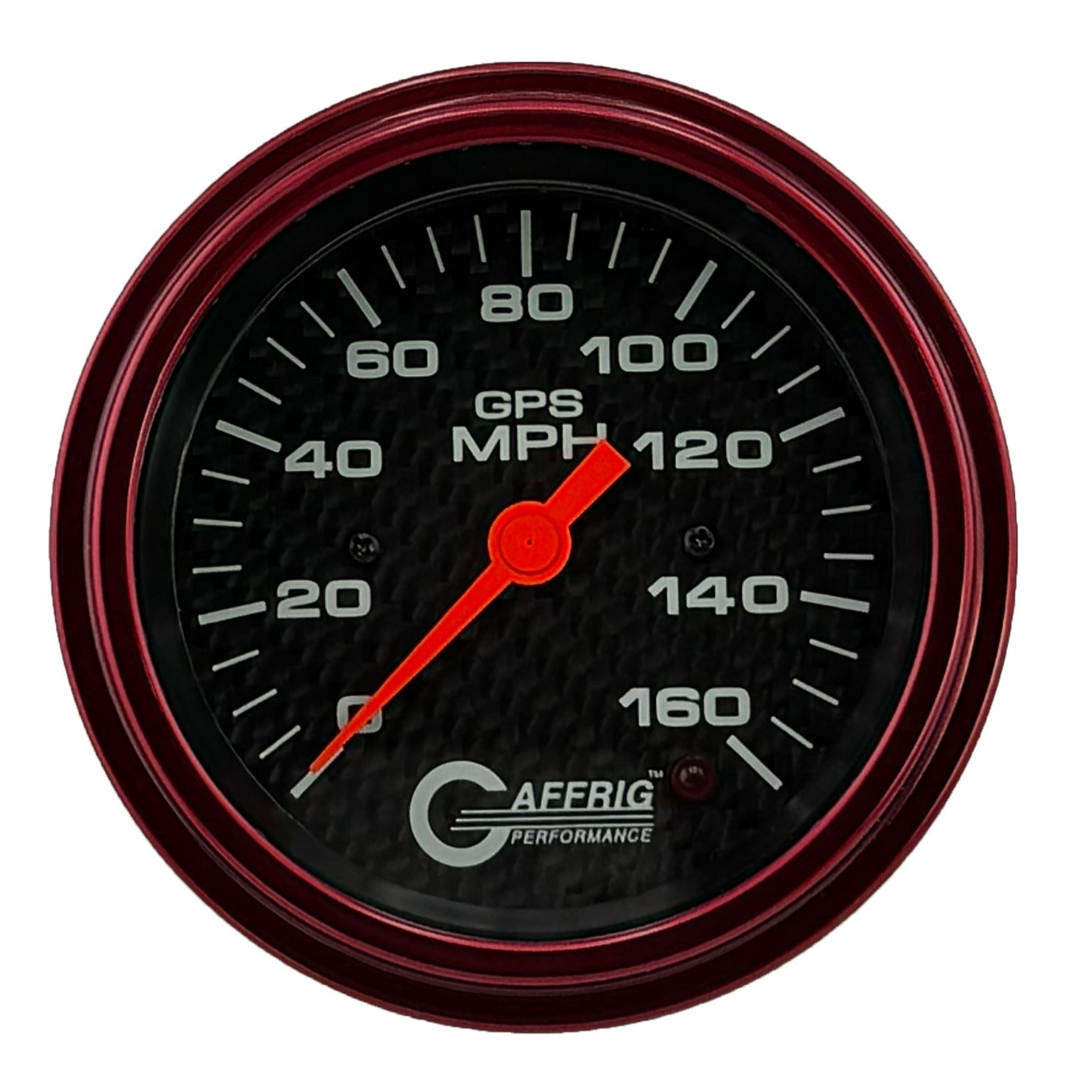 GAFFRIG PART #4057 3 3/8 INCH GPS ANALOG 160 MPH SPEEDOMETER GAUGE HEAD ONLY CARBON FIBER