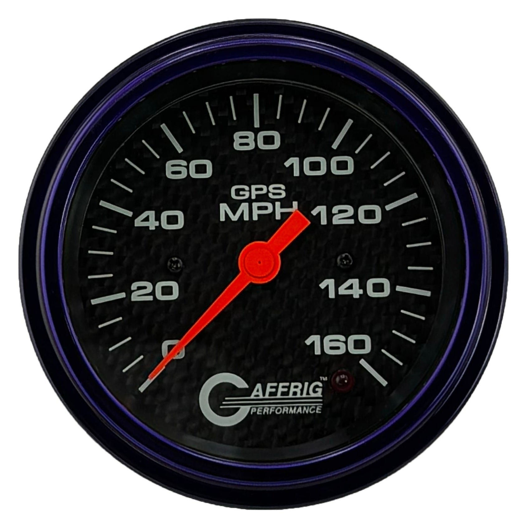 GAFFRIG PART #4057 3 3/8 INCH GPS ANALOG 160 MPH SPEEDOMETER GAUGE HEAD ONLY CARBON FIBER