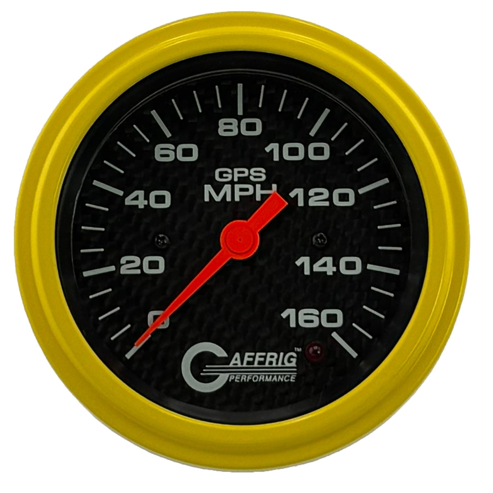 GAFFRIG PART #4057 3 3/8 INCH GPS ANALOG 160 MPH SPEEDOMETER GAUGE HEAD ONLY CARBON FIBER