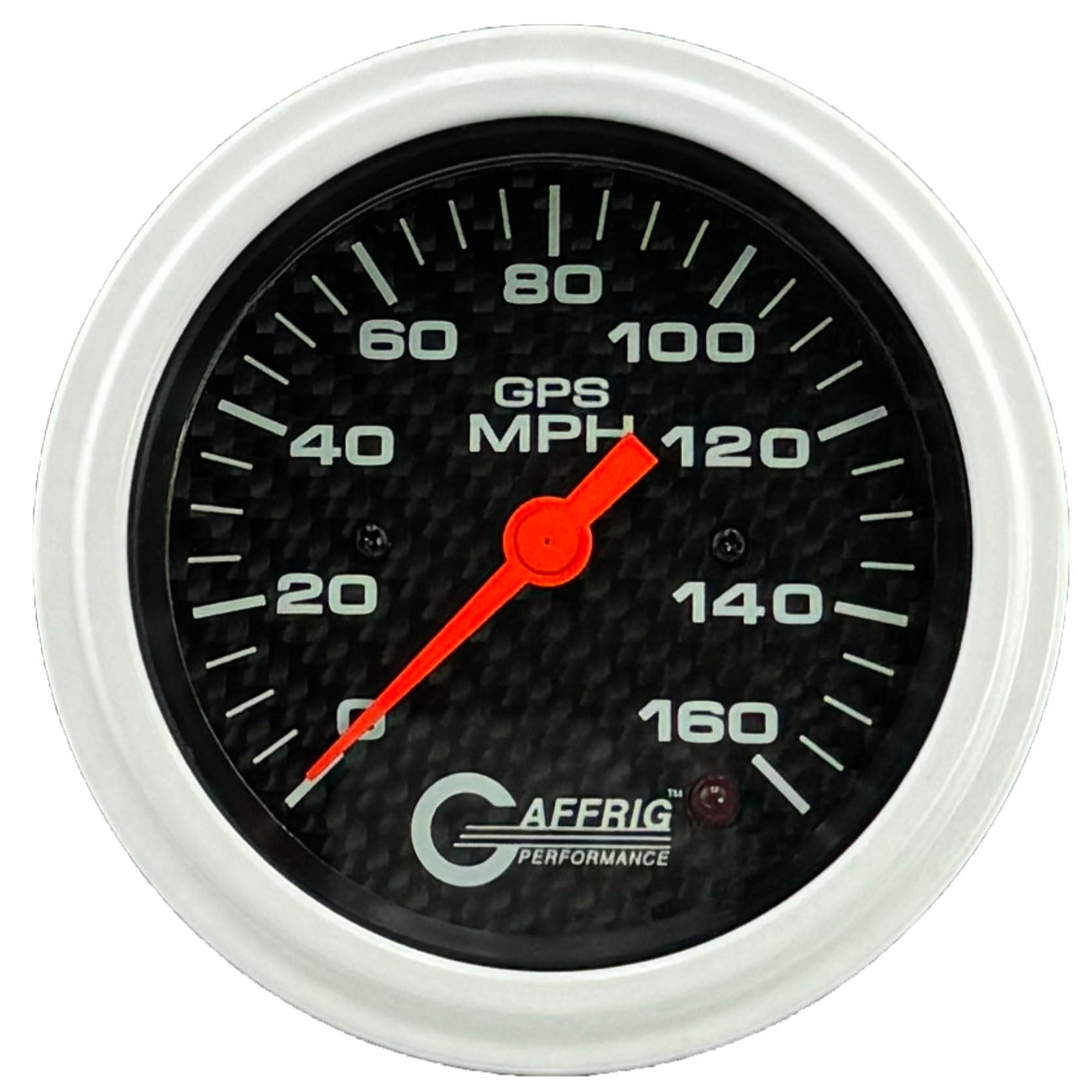 GAFFRIG PART #4057 3 3/8 INCH GPS ANALOG 160 MPH SPEEDOMETER GAUGE HEAD ONLY CARBON FIBER