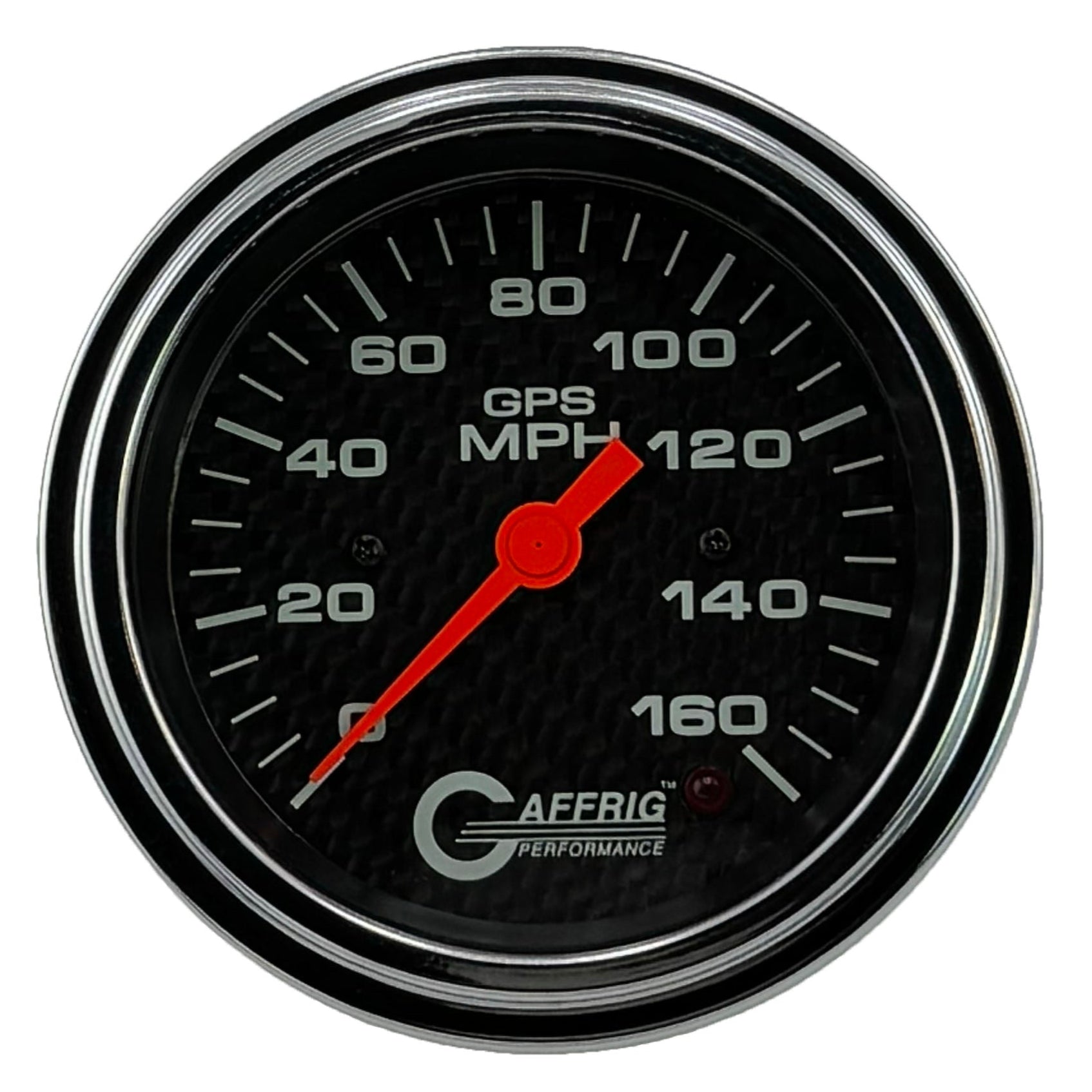GAFFRIG PART #4057 3 3/8 INCH GPS ANALOG 160 MPH SPEEDOMETER GAUGE HEAD ONLY CARBON FIBER
