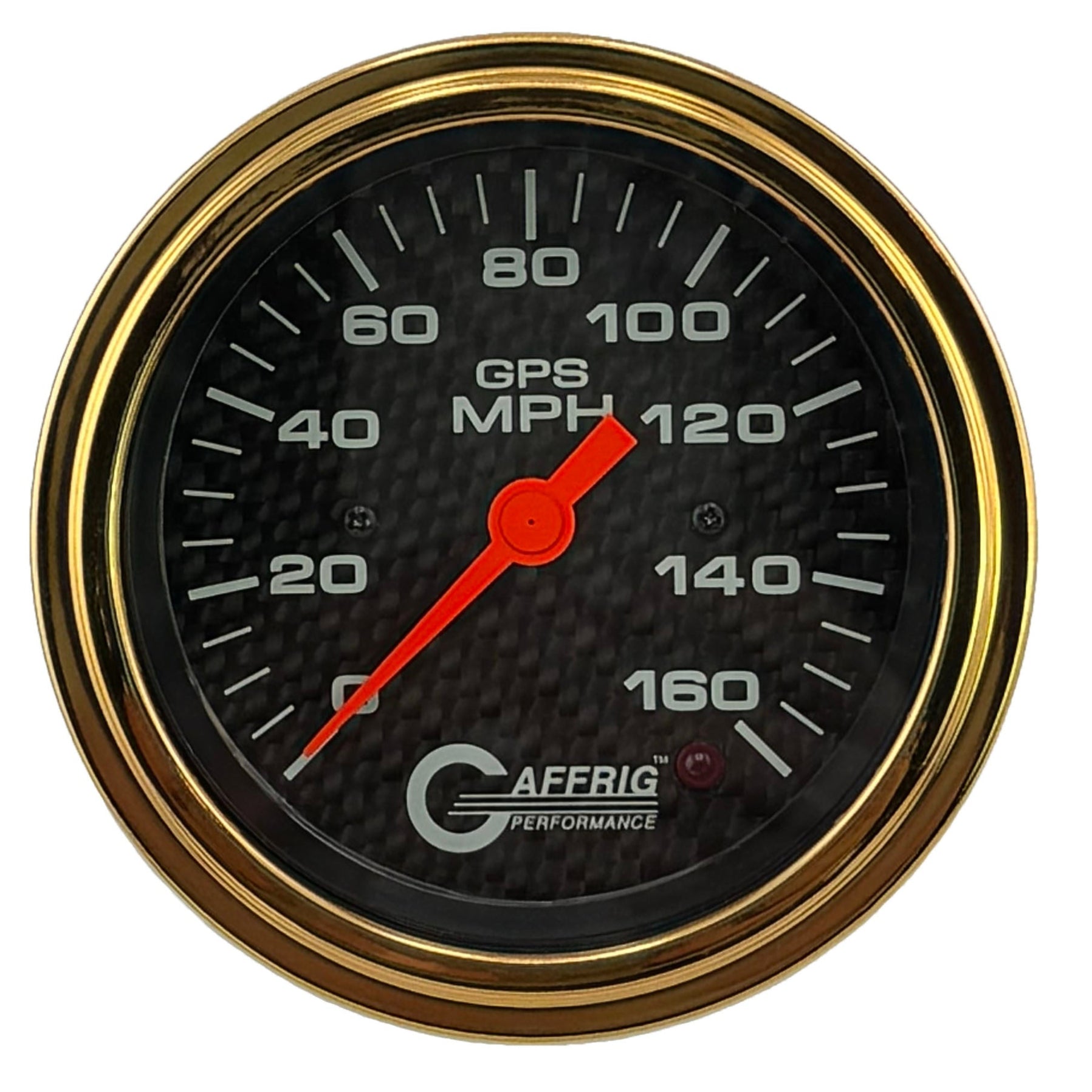 GAFFRIG PART #4057 3 3/8 INCH GPS ANALOG 160 MPH SPEEDOMETER GAUGE HEAD ONLY CARBON FIBER