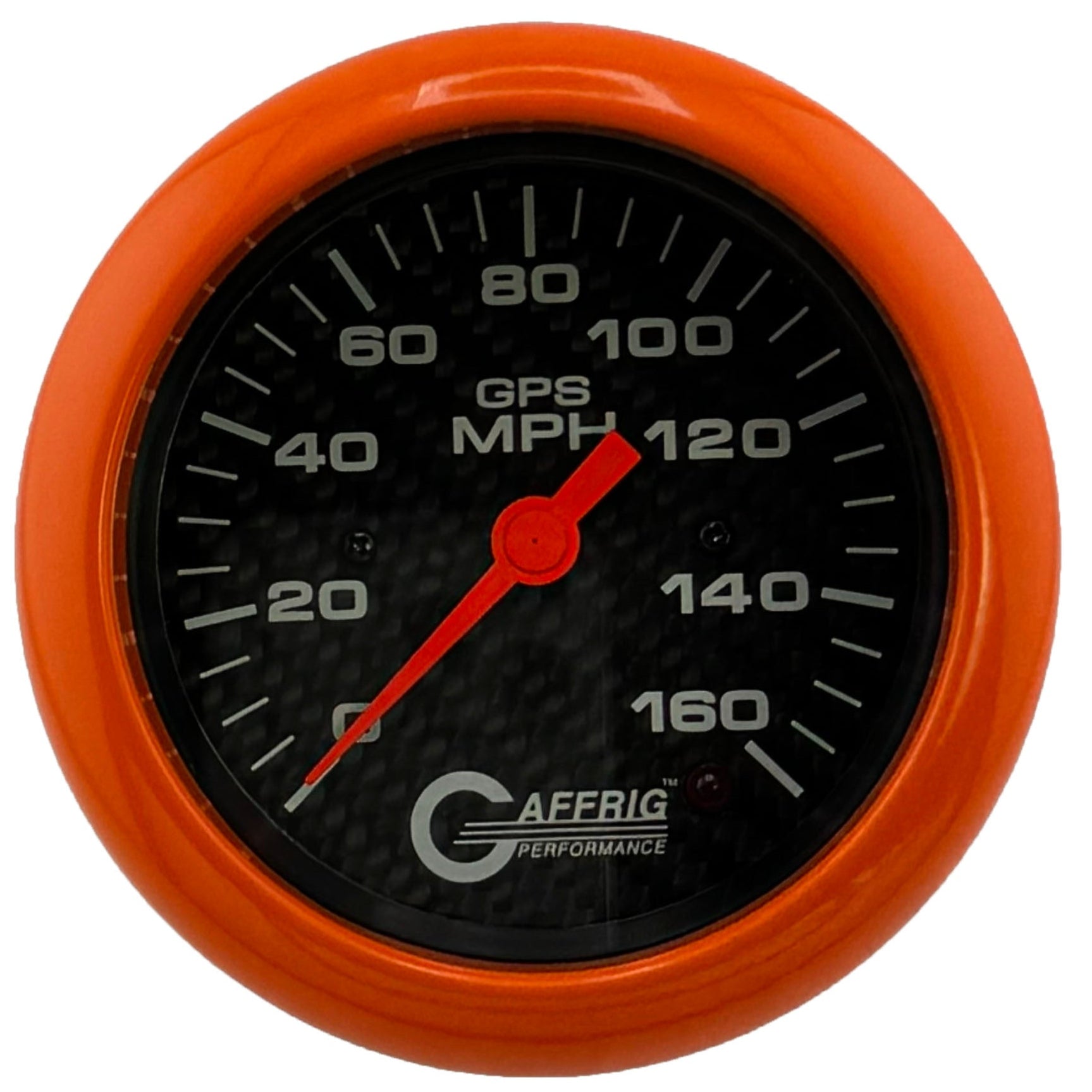 GAFFRIG PART #4057 3 3/8 INCH GPS ANALOG 160 MPH SPEEDOMETER GAUGE HEAD ONLY CARBON FIBER