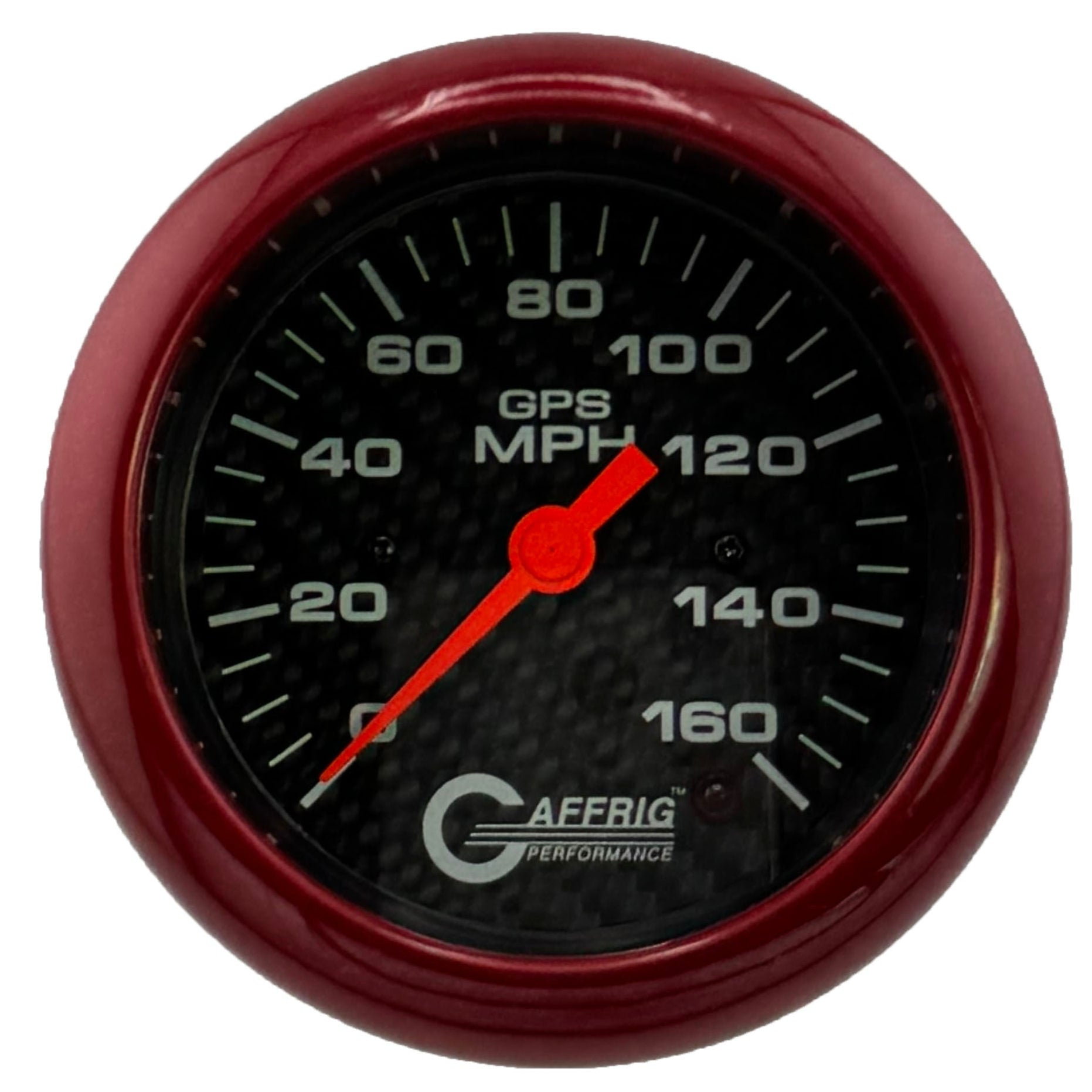 GAFFRIG PART #4057 3 3/8 INCH GPS ANALOG 160 MPH SPEEDOMETER GAUGE HEAD ONLY CARBON FIBER