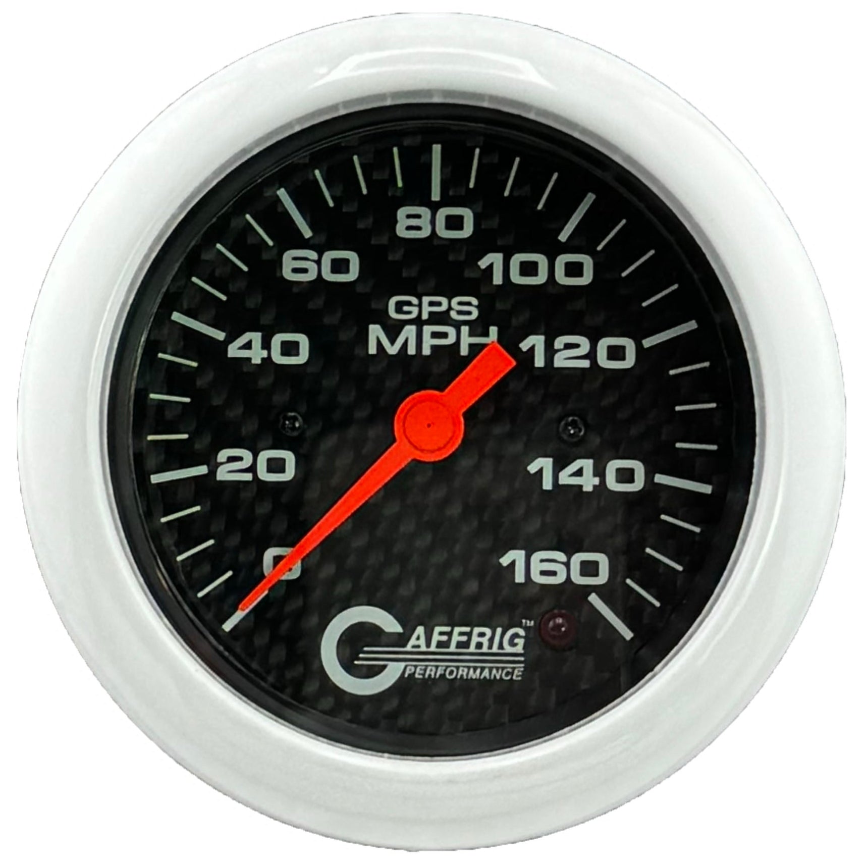 GAFFRIG PART #4057 3 3/8 INCH GPS ANALOG 160 MPH SPEEDOMETER GAUGE HEAD ONLY CARBON FIBER
