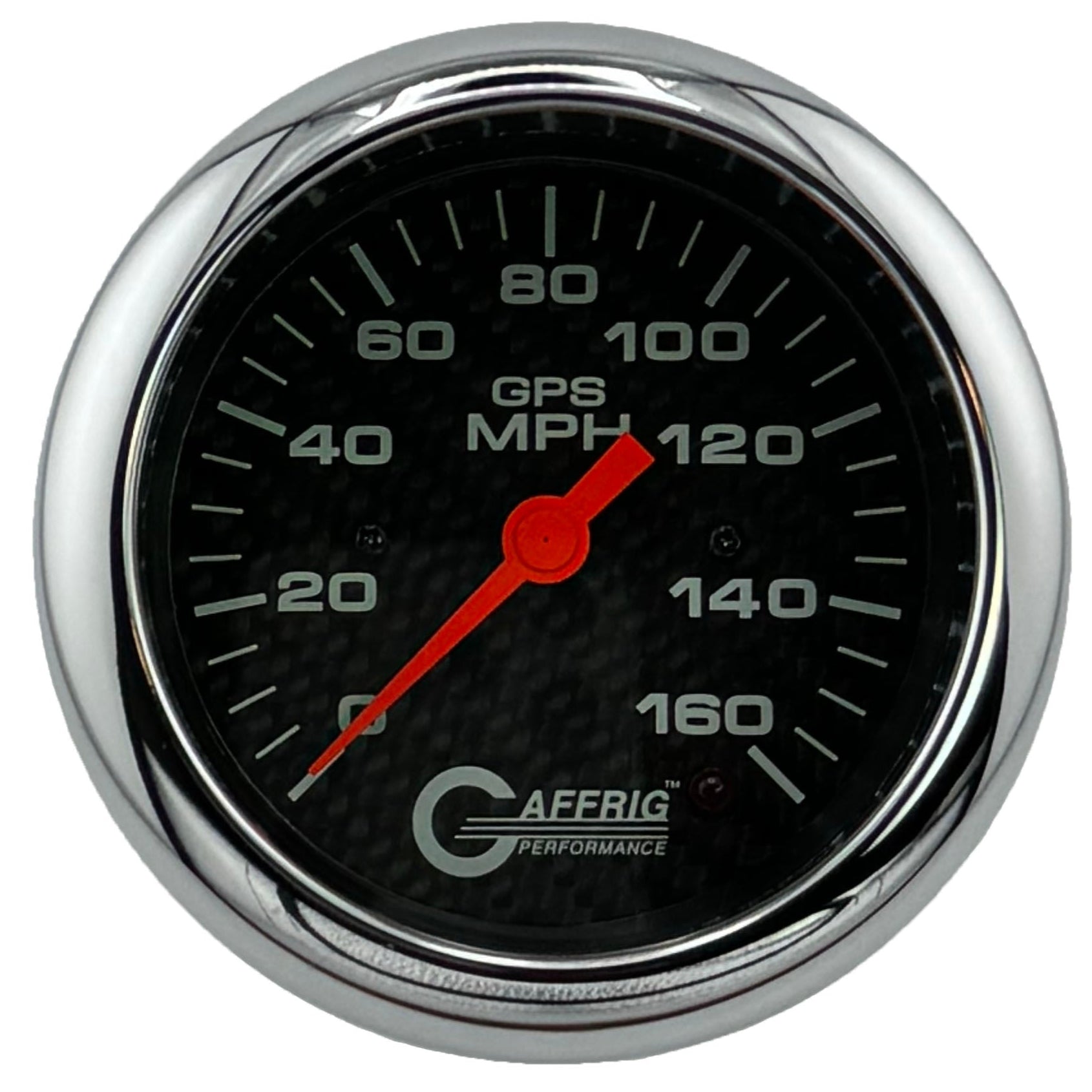 GAFFRIG PART #4057 3 3/8 INCH GPS ANALOG 160 MPH SPEEDOMETER GAUGE HEAD ONLY CARBON FIBER