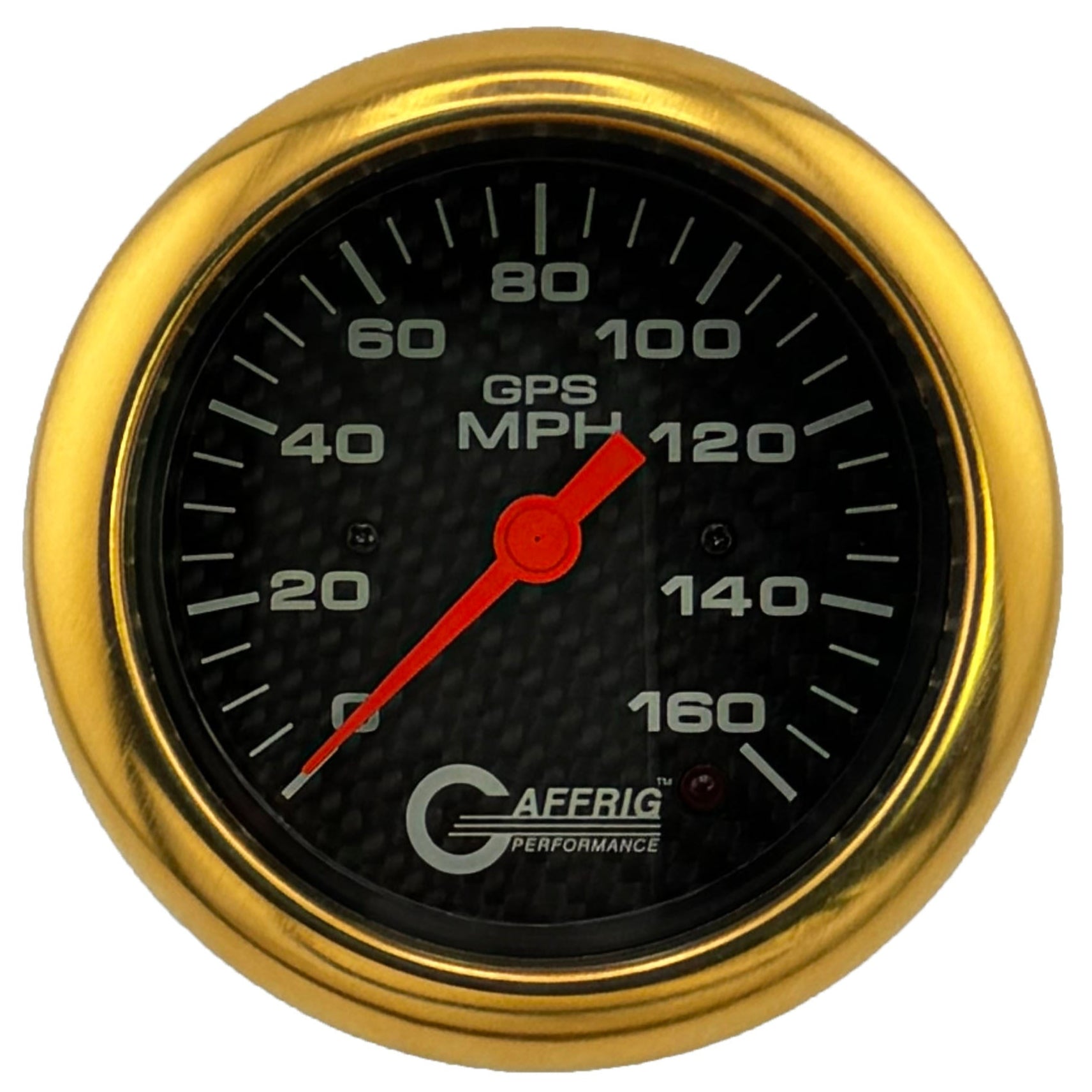 GAFFRIG PART #4057 3 3/8 INCH GPS ANALOG 160 MPH SPEEDOMETER GAUGE HEAD ONLY CARBON FIBER