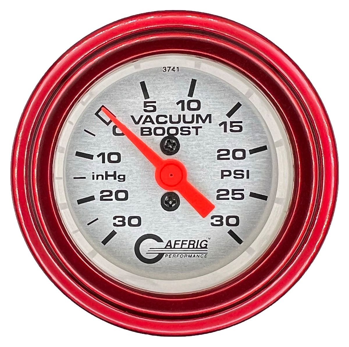 #6818 2 INCH MECHANICAL VACUUM 0-30HG/BOOST 0-30 PSI- PLATINUM Red / Step