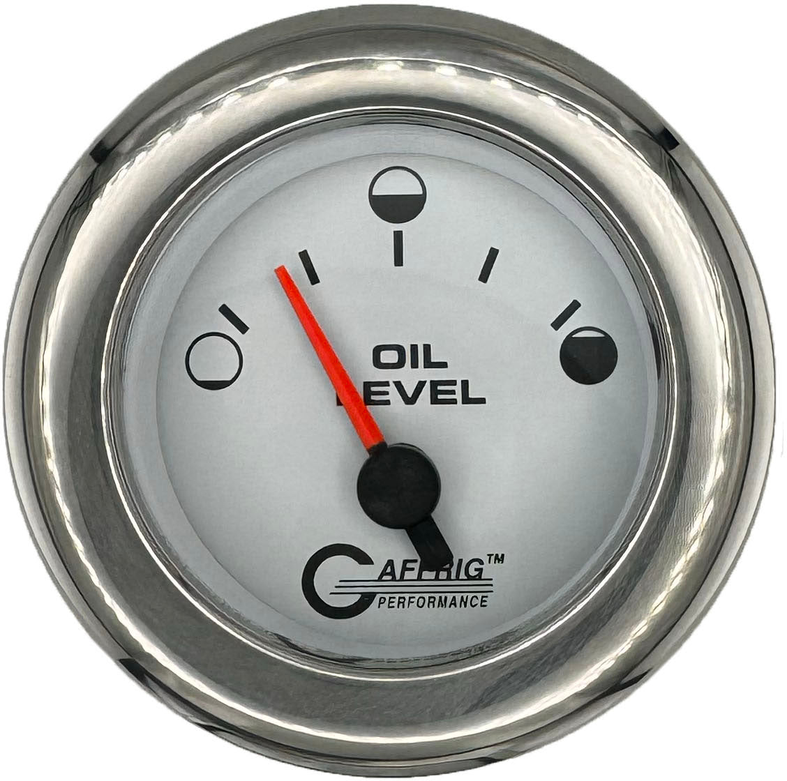 GAFFRIG PART #5556 2 INCH ELECTRIC OIL LEVEL GAUGE WHITE CHROME / STEP RIM