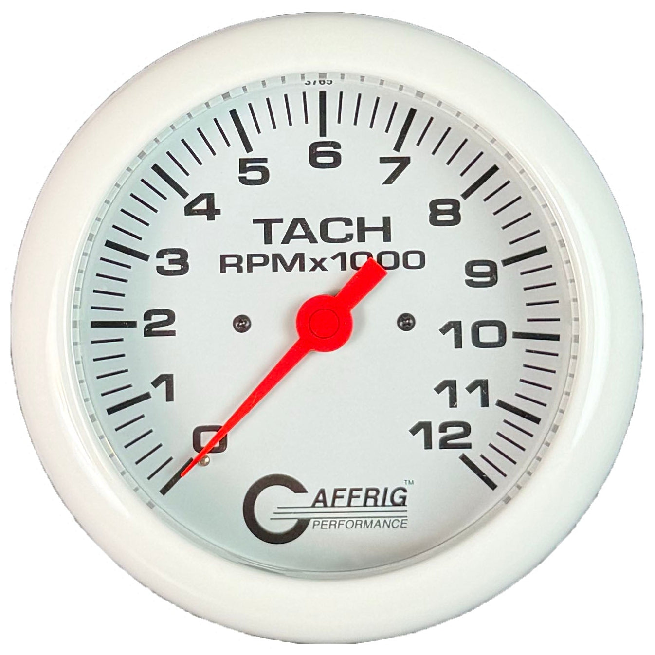 GAFFRIG PART #10022 4 5/8 INCH ELECTRIC TACHOMETER GAUGE 0-12000 RPM WHITE