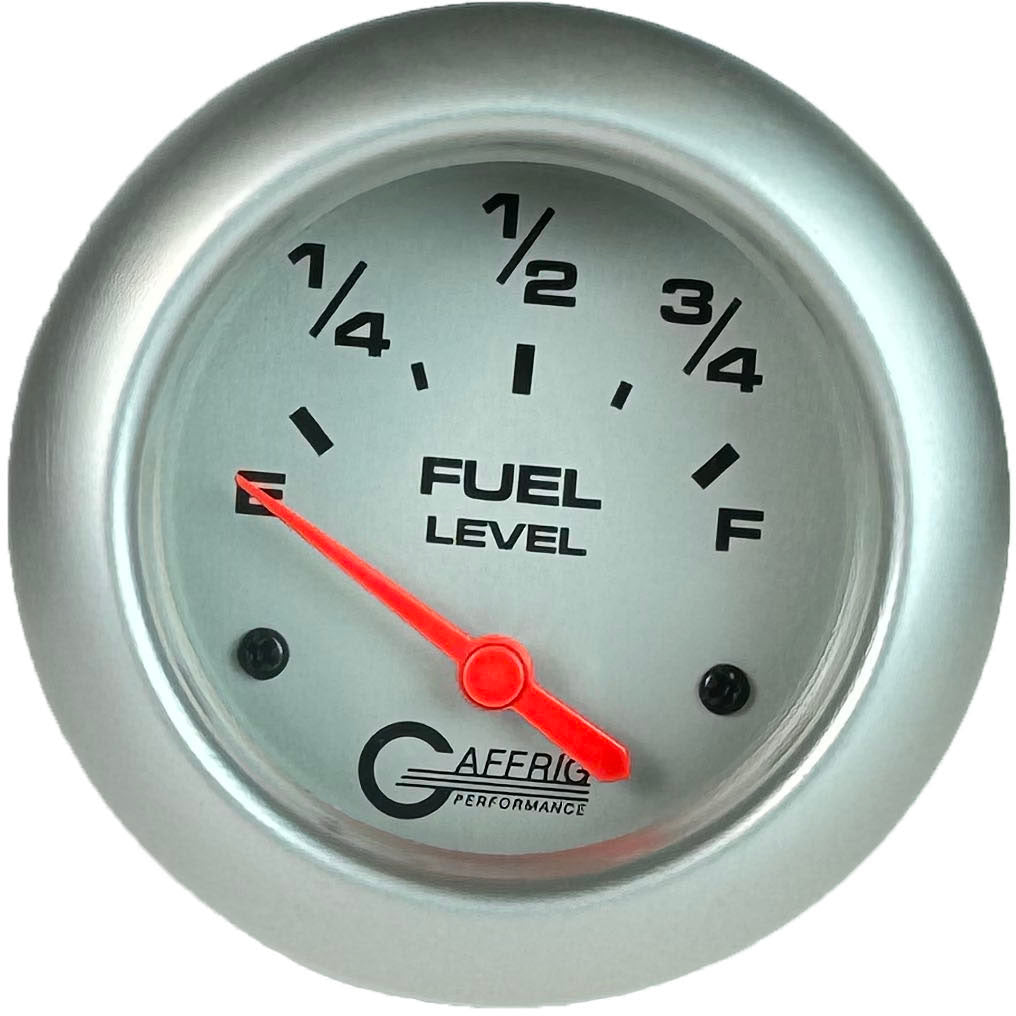 GAFFRIG PART #11000 2 5/8 INCH ELECTRIC FUEL LEVEL GAUGE 240-33 OHMS PLATINUM PLATINUM