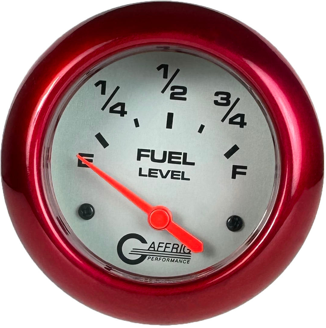 GAFFRIG PART #11000 2 5/8 INCH ELECTRIC FUEL LEVEL GAUGE 240-33 OHMS PLATINUM RED