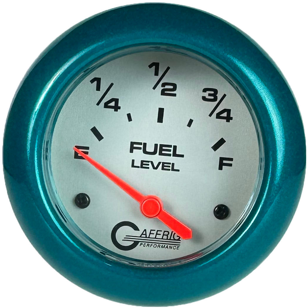 GAFFRIG PART #11000 2 5/8 INCH ELECTRIC FUEL LEVEL GAUGE 240-33 OHMS PLATINUM TEAL