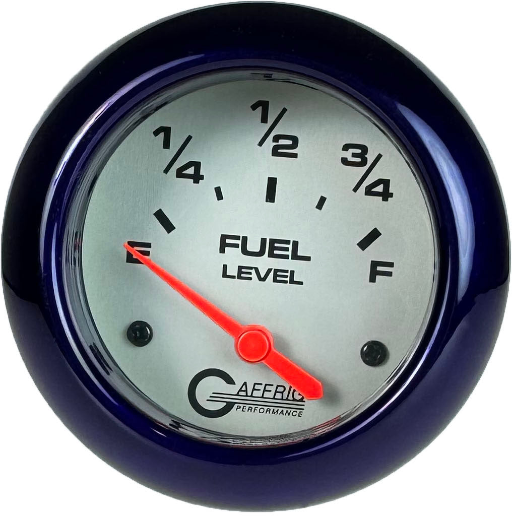 GAFFRIG PART #11000 2 5/8 INCH ELECTRIC FUEL LEVEL GAUGE 240-33 OHMS PLATINUM PURPLE