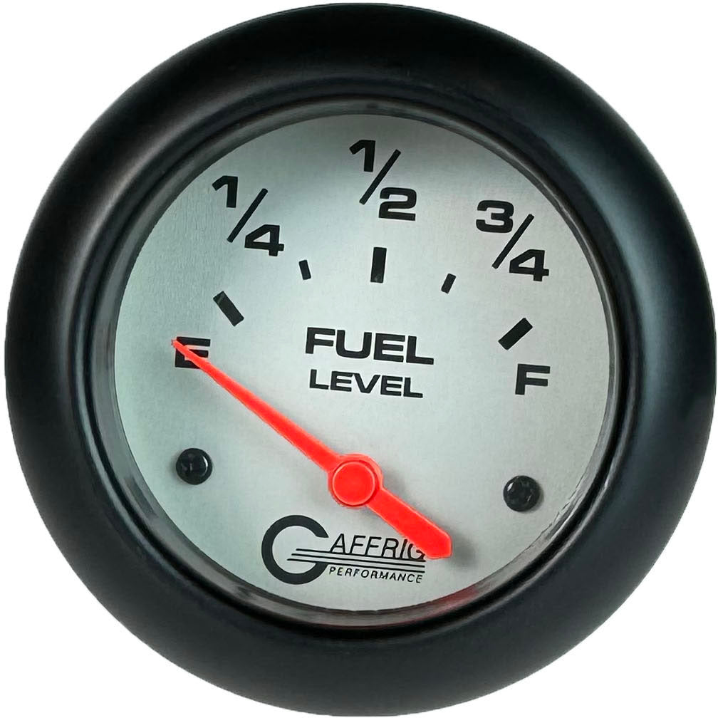 GAFFRIG PART #11000 2 5/8 INCH ELECTRIC FUEL LEVEL GAUGE 240-33 OHMS PLATINUM BLACK