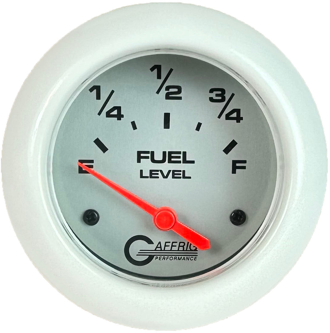 GAFFRIG PART #11000 2 5/8 INCH ELECTRIC FUEL LEVEL GAUGE 240-33 OHMS PLATINUM WHITE