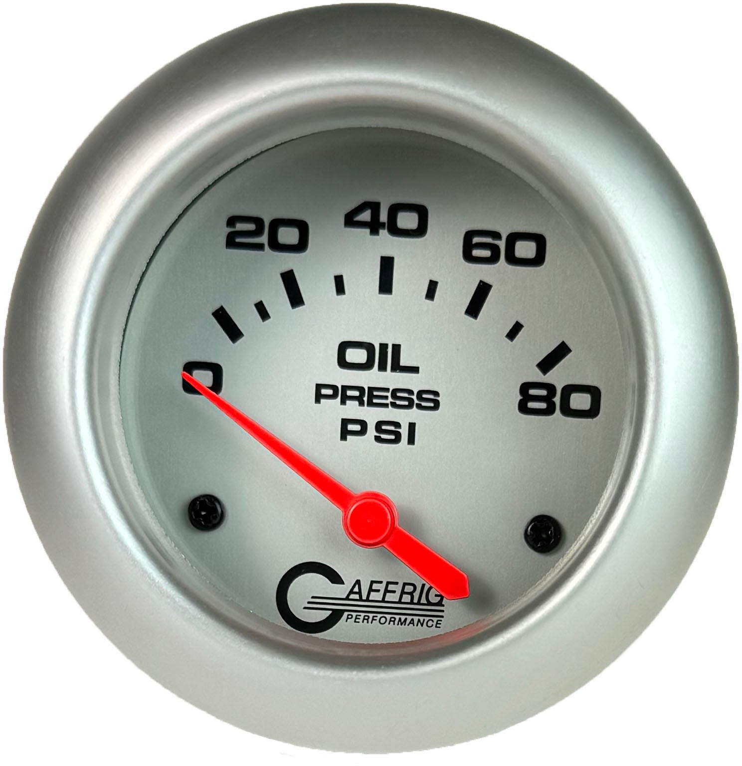 GAFFRIG PART #11001 2 5/8 INCH ELECTRIC OIL PRESSURE 0-80 PSI - INCLUDES SENDER PLATINUM PLATINUM