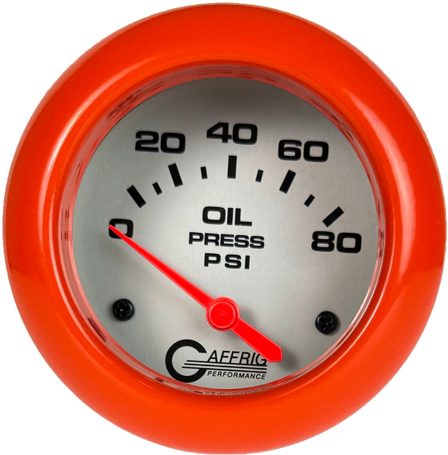 GAFFRIG PART #11001 2 5/8 INCH ELECTRIC OIL PRESSURE 0-80 PSI - INCLUDES SENDER PLATINUM ORANGE