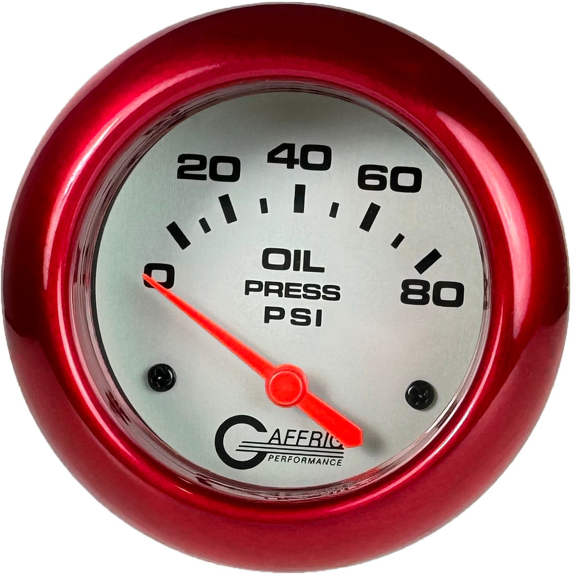 GAFFRIG PART #11001 2 5/8 INCH ELECTRIC OIL PRESSURE 0-80 PSI - INCLUDES SENDER PLATINUM RED