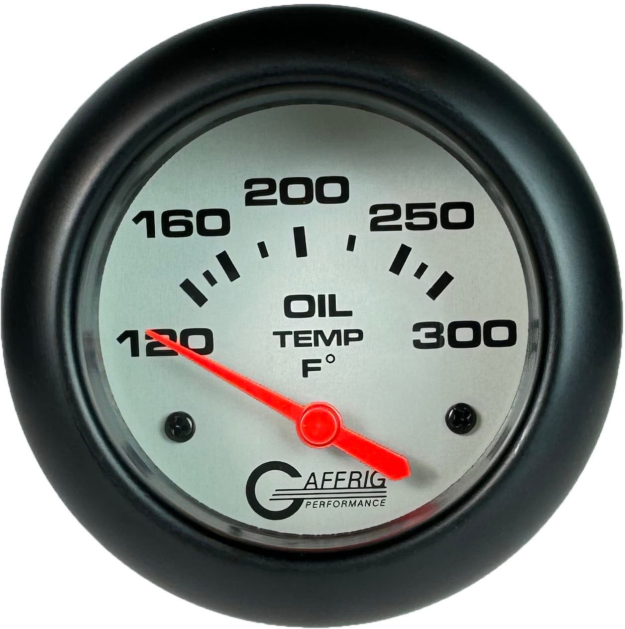 GAFFRIG PART #11003 2 5/8 INCH ELECTRIC OIL TEMP GAUGE 100-300 F - INCLUDES SENDER & BUSHING KIT PLATINUM BLACK