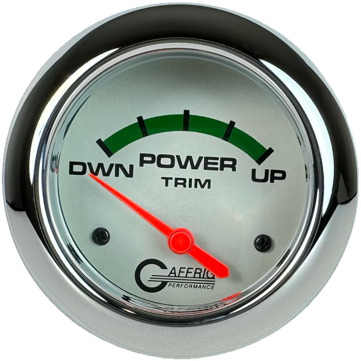 GAFFRIG PART #11004 2 5/8 INCH ELECTRIC TRIM METER GAUGE MERCURY PLATINUM CHROME