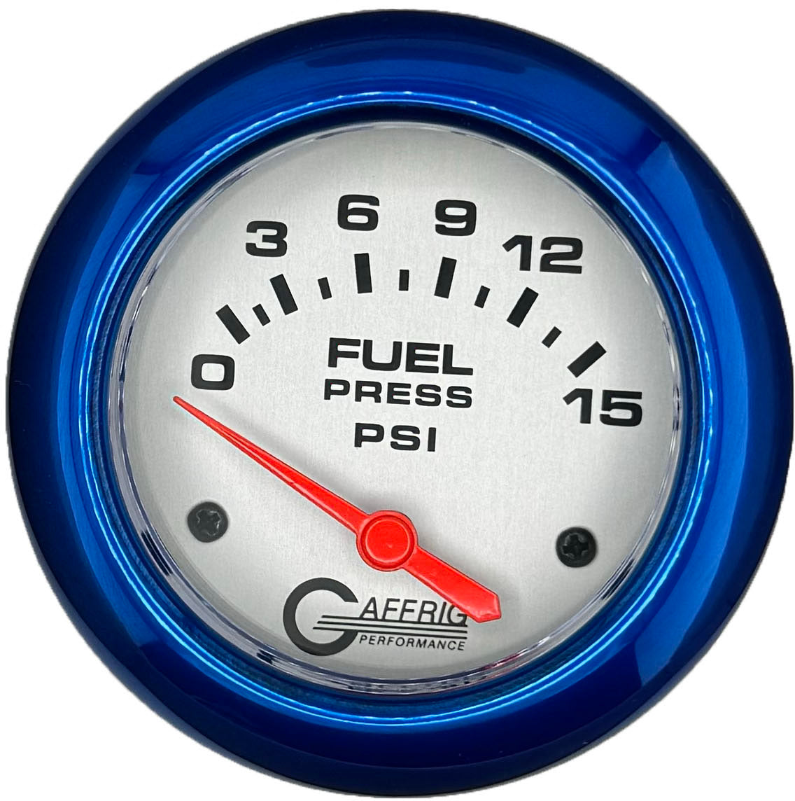 GAFFRIG PART #11007 2 5/8 INCH ELECTRIC FUEL PRESSURE GAUGE 0-15 PSI - INCLUDES SENDER PLATINUM BLUE