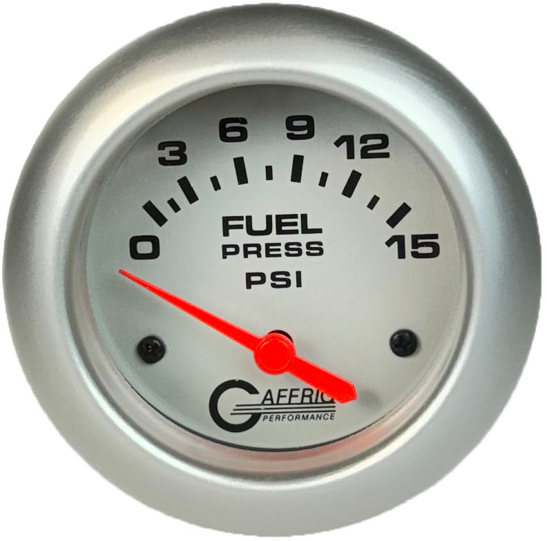 GAFFRIG PART #11007 2 5/8 INCH ELECTRIC FUEL PRESSURE GAUGE 0-15 PSI - INCLUDES SENDER PLATINUM PLATINUM