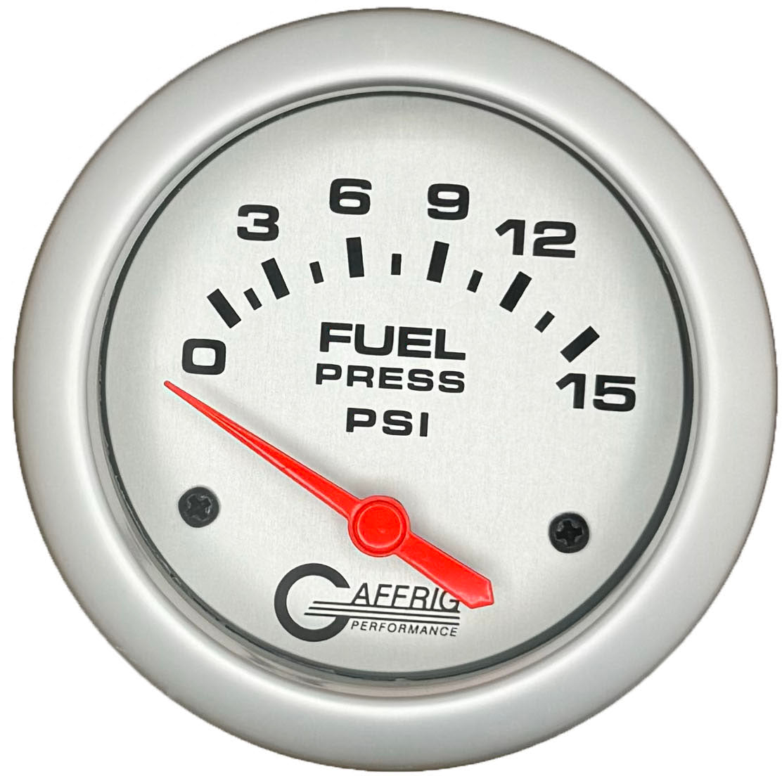 GAFFRIG PART #11007 2 5/8 INCH ELECTRIC FUEL PRESSURE GAUGE 0-15 PSI - INCLUDES SENDER PLATINUM NO FAT RIM (STANDARD)