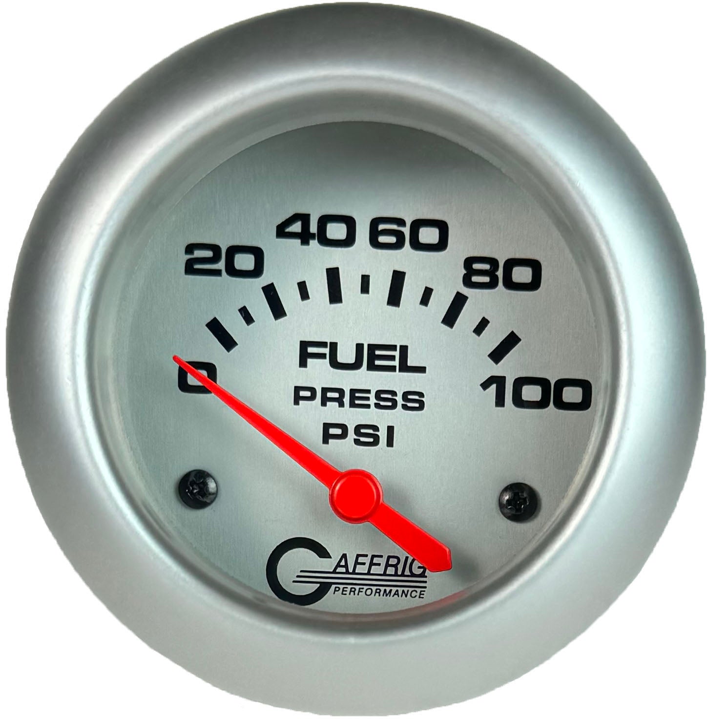 GAFFRIG PART #11008 2 5/8 INCH ELECTRIC FUEL PRESSURE GAUGE 0-100 PSI - INCLUDES SENDER PLATINUM PLATINUM