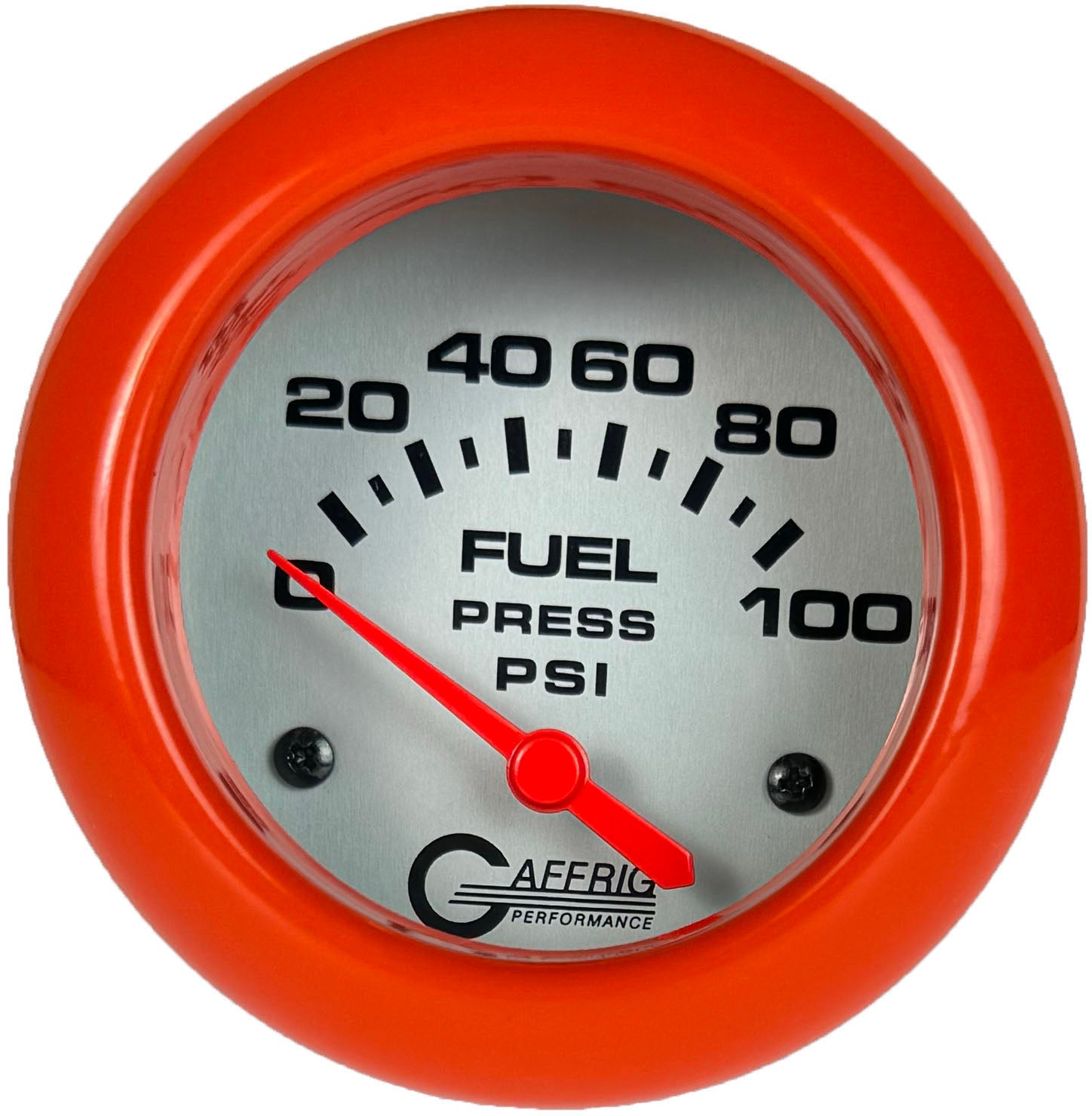 GAFFRIG PART #11008 2 5/8 INCH ELECTRIC FUEL PRESSURE GAUGE 0-100 PSI - INCLUDES SENDER PLATINUM ORANGE