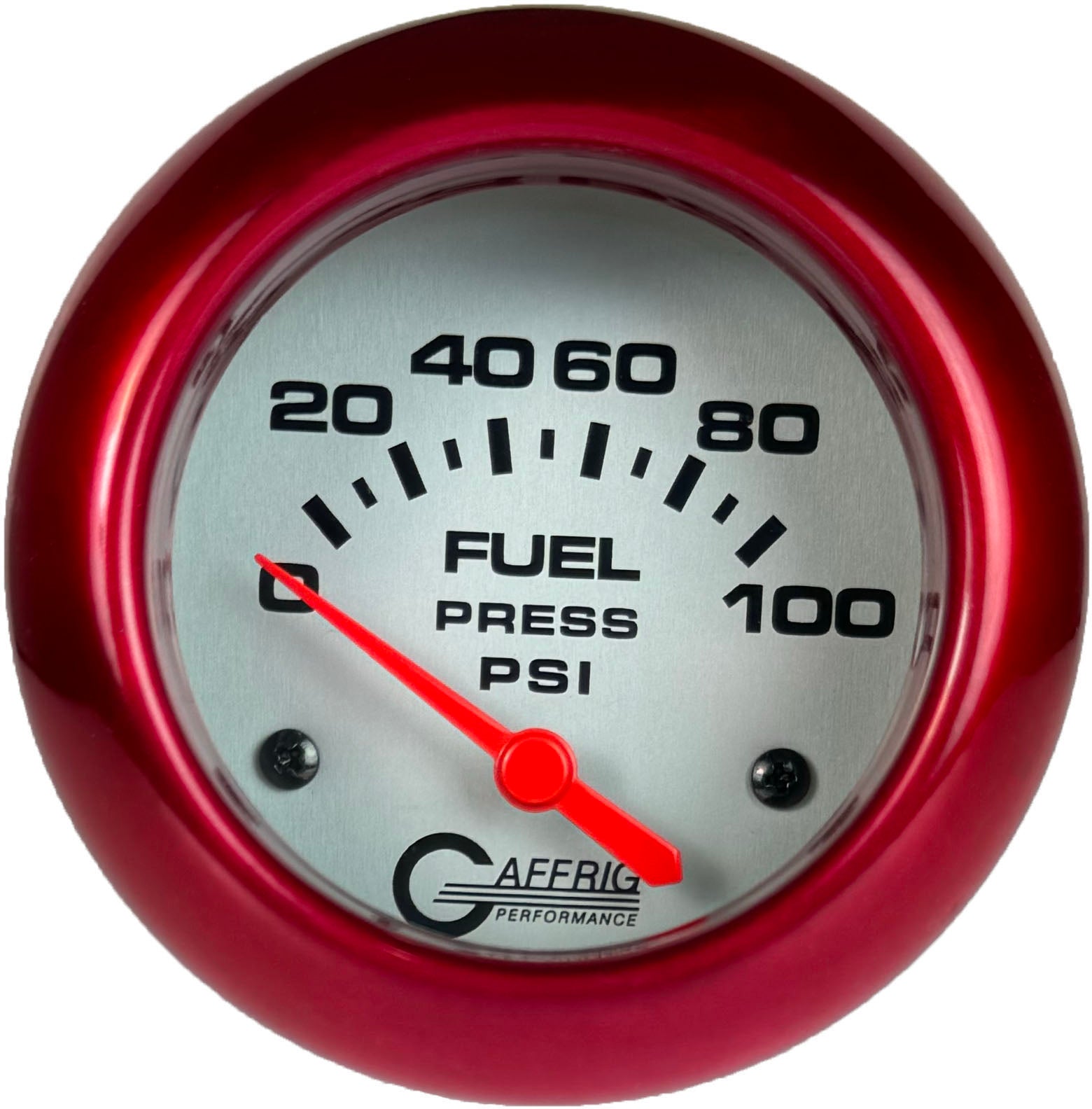 GAFFRIG PART #11008 2 5/8 INCH ELECTRIC FUEL PRESSURE GAUGE 0-100 PSI - INCLUDES SENDER PLATINUM RED