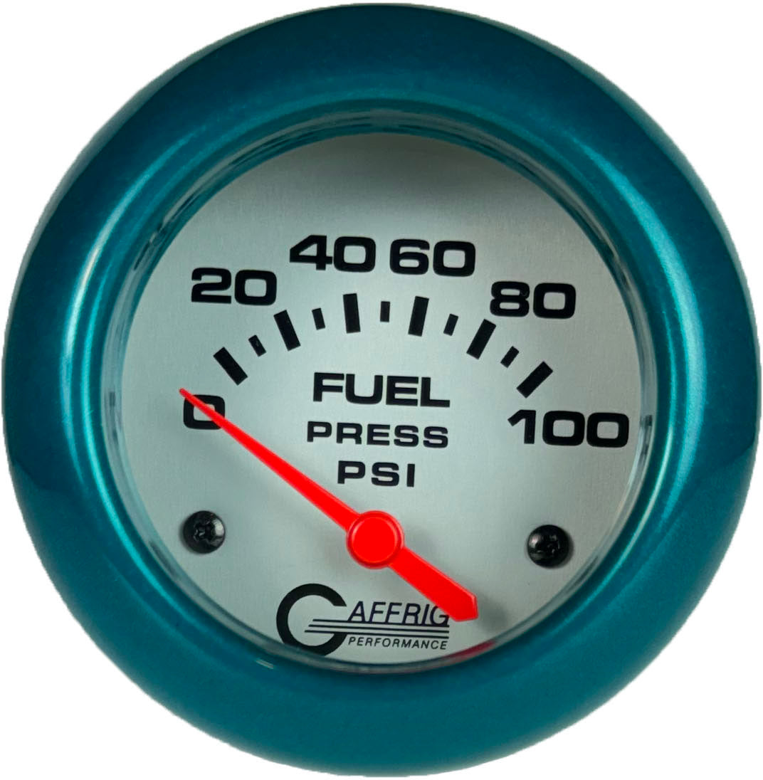 GAFFRIG PART #11008 2 5/8 INCH ELECTRIC FUEL PRESSURE GAUGE 0-100 PSI - INCLUDES SENDER PLATINUM TEAL