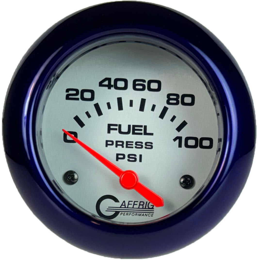 GAFFRIG PART #11008 2 5/8 INCH ELECTRIC FUEL PRESSURE GAUGE 0-100 PSI - INCLUDES SENDER PLATINUM PURPLE