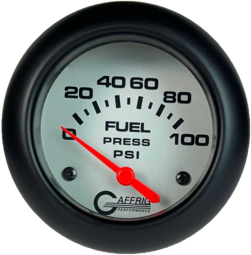 GAFFRIG PART #11008 2 5/8 INCH ELECTRIC FUEL PRESSURE GAUGE 0-100 PSI - INCLUDES SENDER PLATINUM BLACK