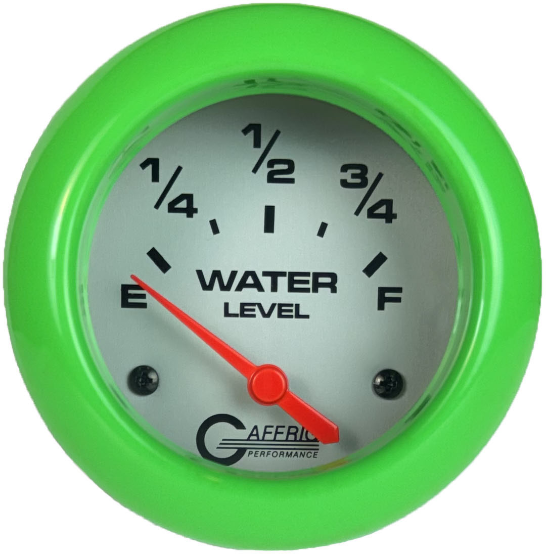 GAFFRIG PART #11009 2 5/8 INCH ELECTRIC WATER LEVEL GAUGE 240-33 OHMS PLATINUM LIME GREEN