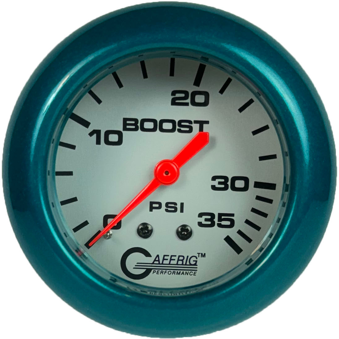 GAFFRIG PART #11010 2 5/8 INCH MECHANICAL BOOST GAUGE 0-35 PSI PLATINUM TEAL