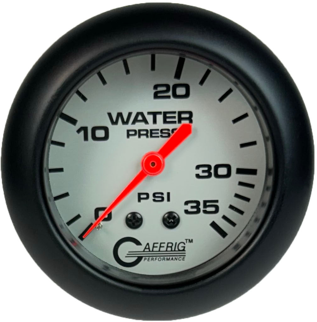 GAFFRIG PART #11014 2 5/8 INCH MECHANICAL WATER PRESSURE GAUGE 0-35 PSI PLATINUM BLACK