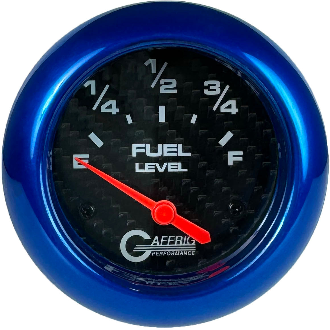 GAFFRIG PART #12000 2 5/8 INCH ELECTRIC FUEL LEVEL GAUGE 240-33 OHMS CARBON FIBER BLUE