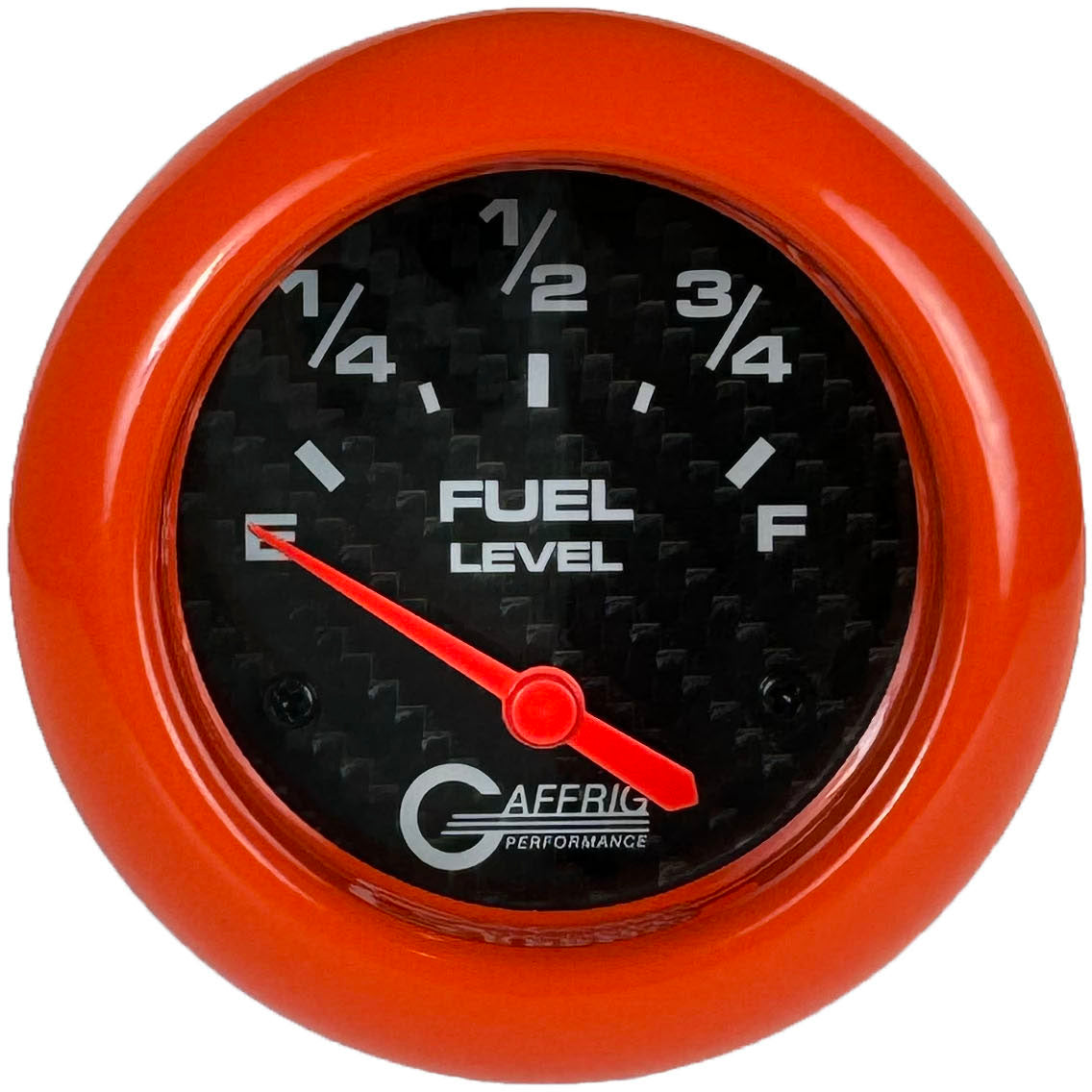 GAFFRIG PART #12000 2 5/8 INCH ELECTRIC FUEL LEVEL GAUGE 240-33 OHMS CARBON FIBER ORANGE