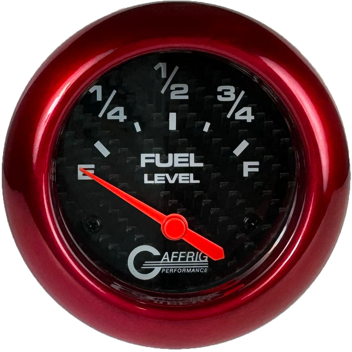 GAFFRIG PART #12000 2 5/8 INCH ELECTRIC FUEL LEVEL GAUGE 240-33 OHMS CARBON FIBER RED