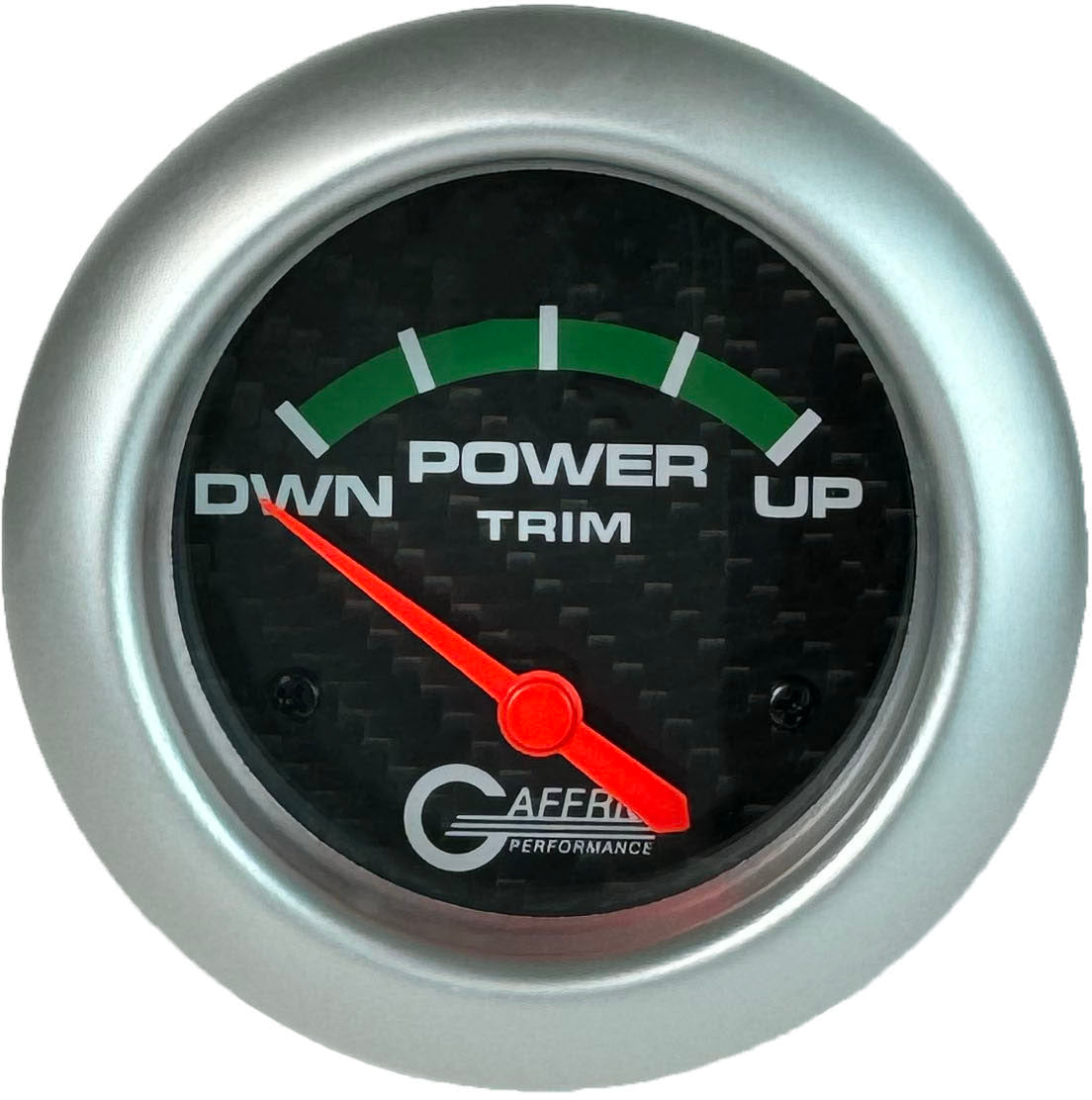 GAFFRIG PART #12004 2 5/8 INCH ELECTRIC TRIM METER GAUGE MERCURY CARBON FIBER PLATINUM