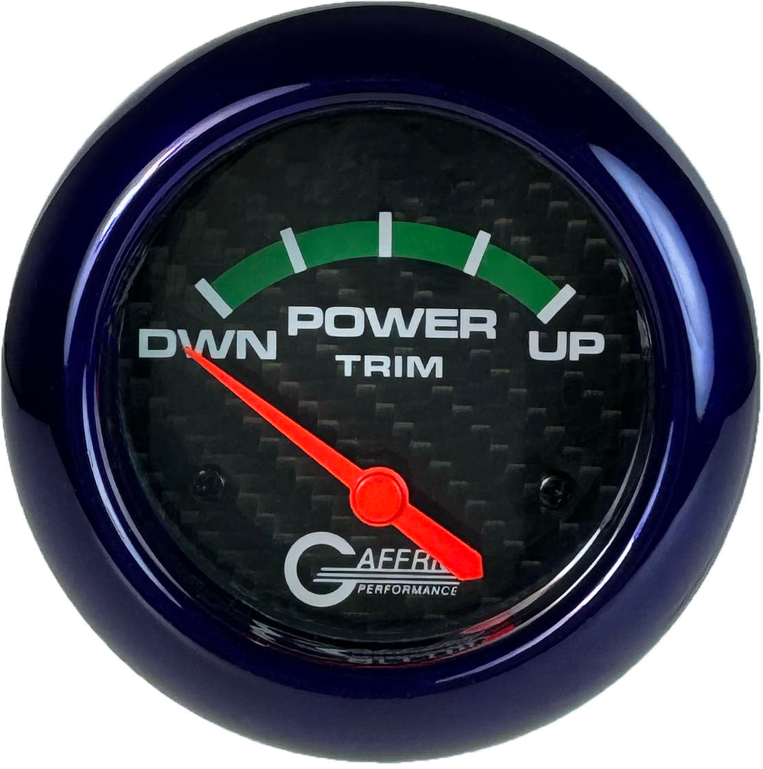 GAFFRIG PART #12004 2 5/8 INCH ELECTRIC TRIM METER GAUGE MERCURY CARBON FIBER PURPLE