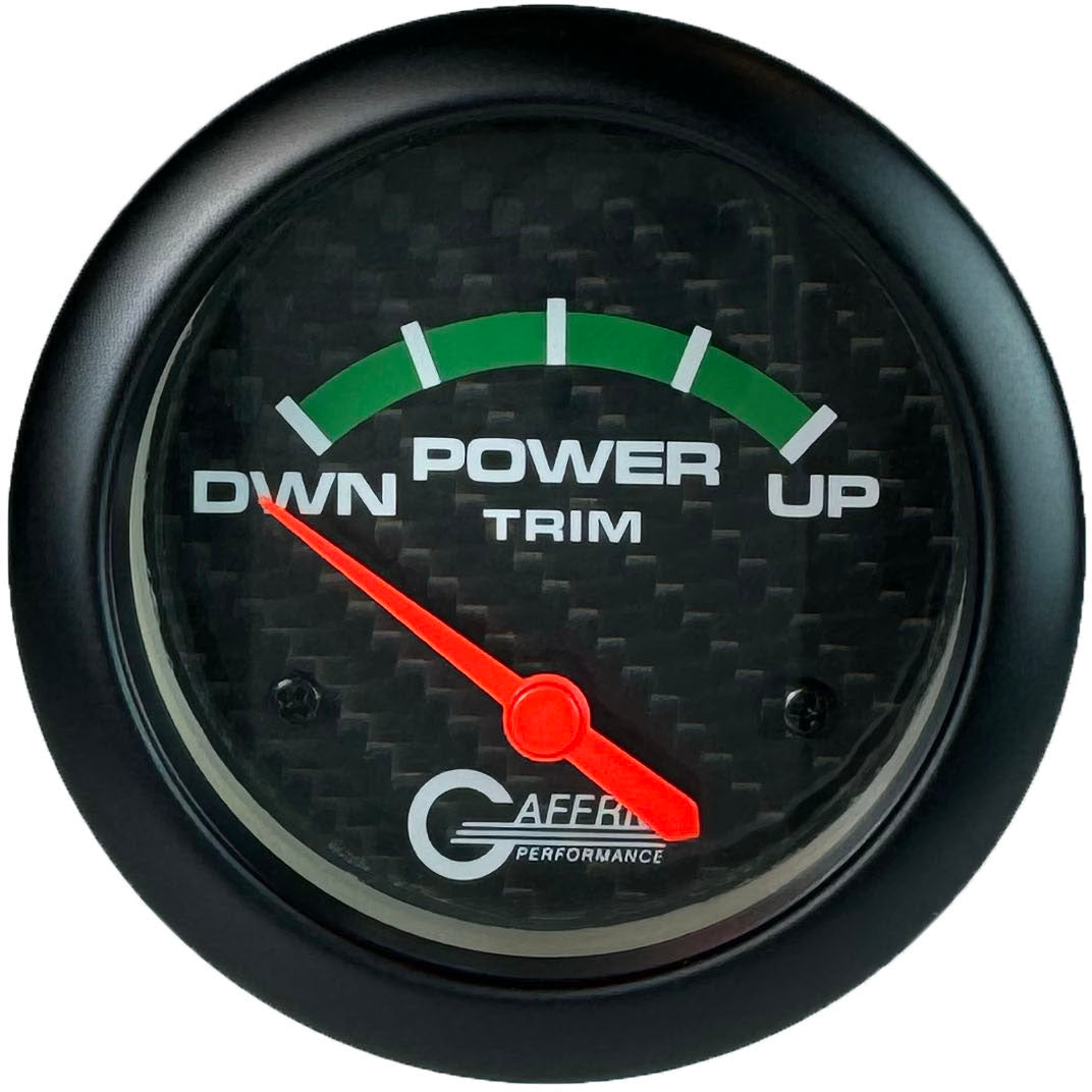 GAFFRIG PART #12004 2 5/8 INCH ELECTRIC TRIM METER GAUGE MERCURY CARBON FIBER NO FAT RIM (STANDARD)