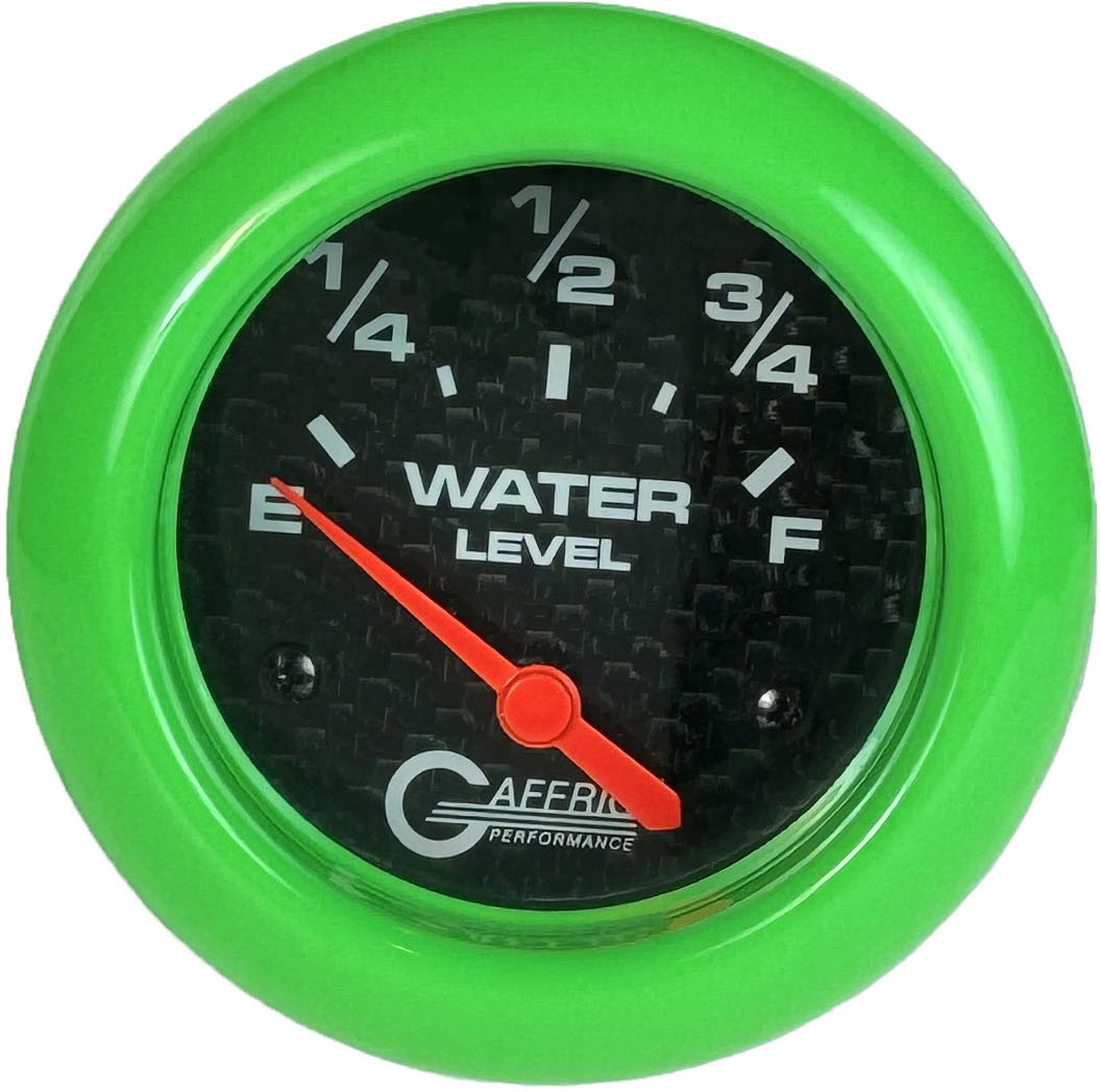 GAFFRIG PART #12009 2 5/8 INCH ELECTRIC WATER LEVEL GAUGE 240-33 OHMS CARBON FIBER LIME GREEN