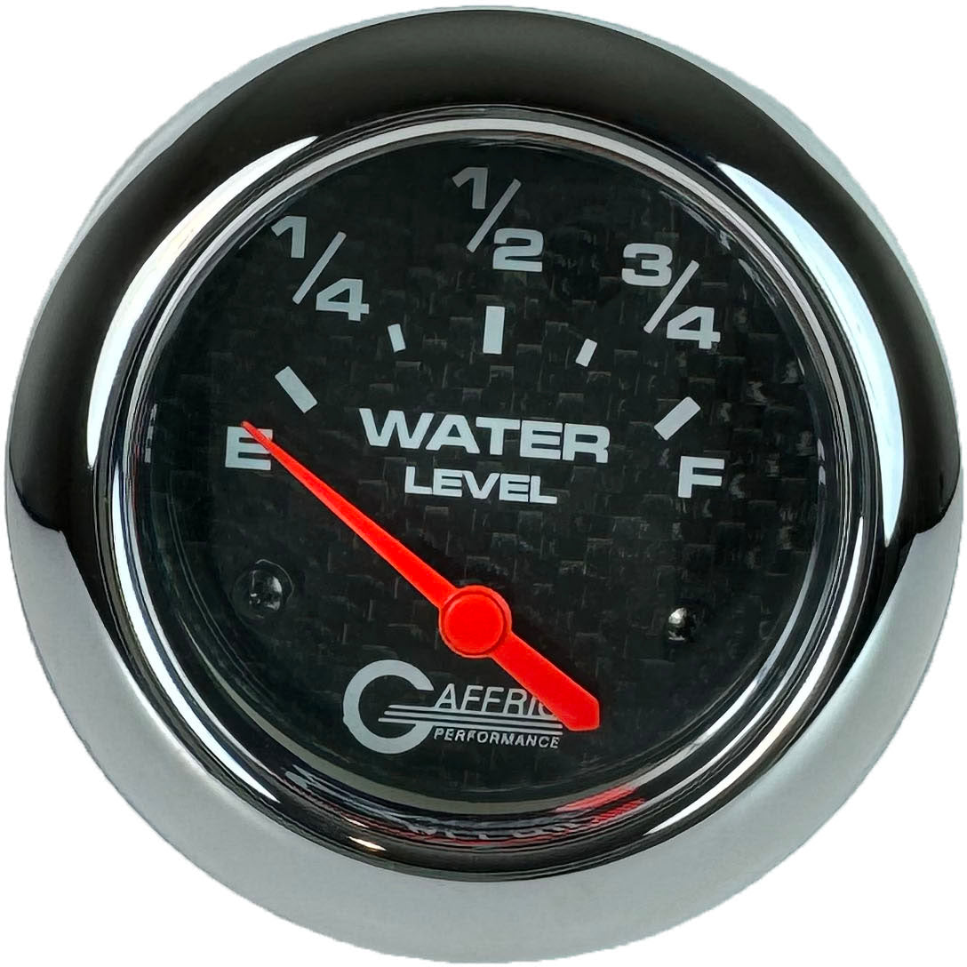GAFFRIG PART #12009 2 5/8 INCH ELECTRIC WATER LEVEL GAUGE 240-33 OHMS CARBON FIBER CHROME