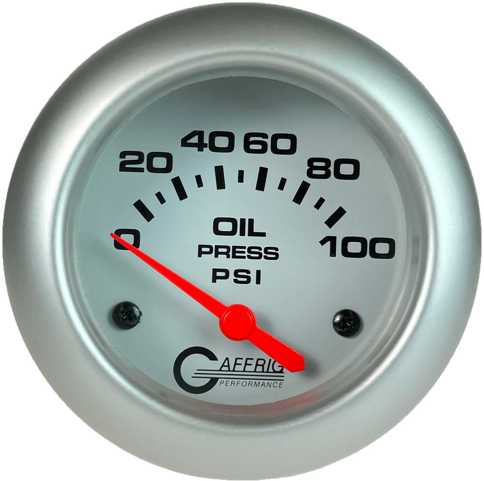 GAFFRIG PART #13002 2 5/8 INCH ELECTRIC OIL PRESSURE 0-100 PSI - INCLUDES SENDER WHITE PLATINUM