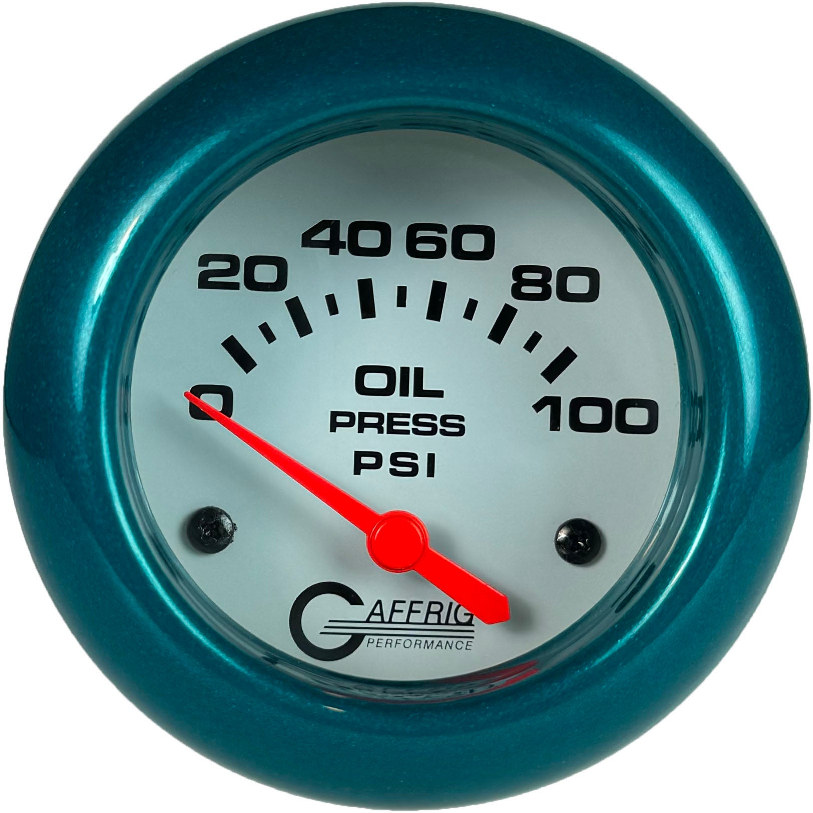 GAFFRIG PART #13002 2 5/8 INCH ELECTRIC OIL PRESSURE 0-100 PSI - INCLUDES SENDER WHITE TEAL