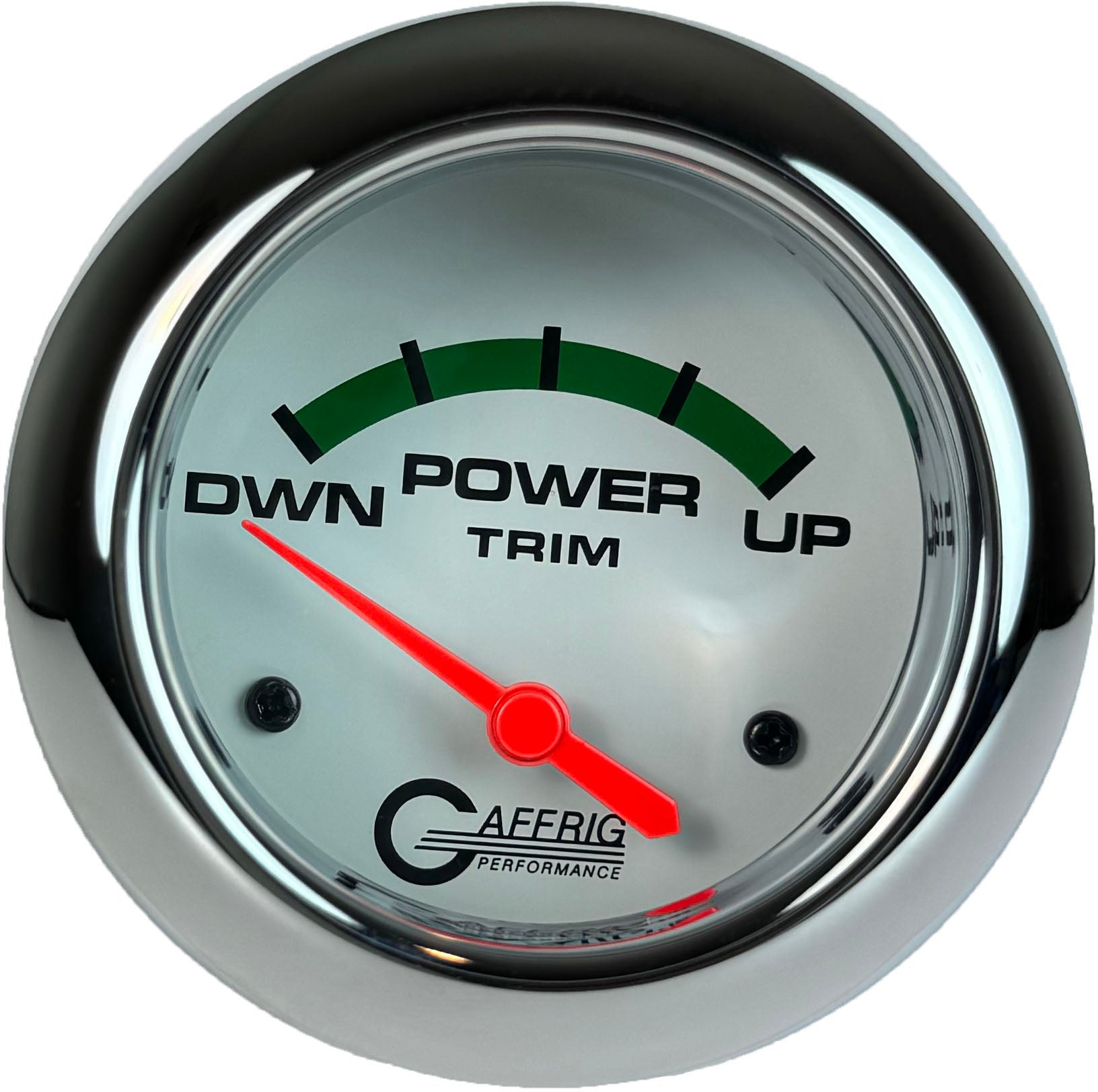 GAFFRIG PART #13004 2 5/8 INCH ELECTRIC TRIM METER GAUGE MERCURY WHITE CHROME